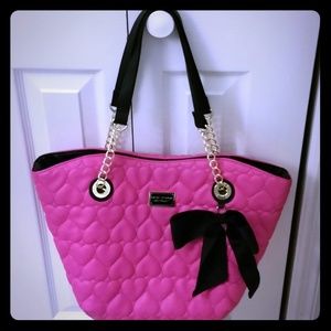 Pink Quilted Heart Betsey Johnson Tote Bag
